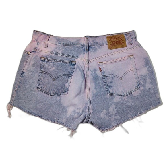 Denim Levi HOT PANTS SHORT Shorts LARGE Cutoff Frayed Hippie Distressed VTG Sz18 - Picture 3 of 8